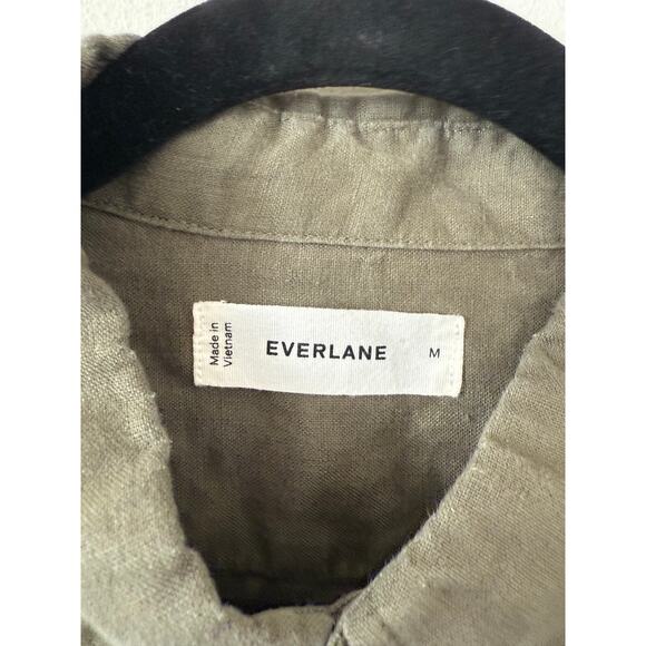 Everlane Green 100% European Flax Linen Shirt Long Sleeve Button Down Collared-M - Picture 4 of 6